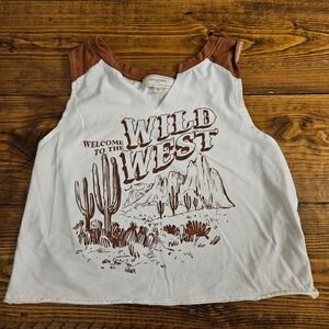 No Comment Wild West Crop Tank Top Women's Medium‎ Western Desert Graphic
